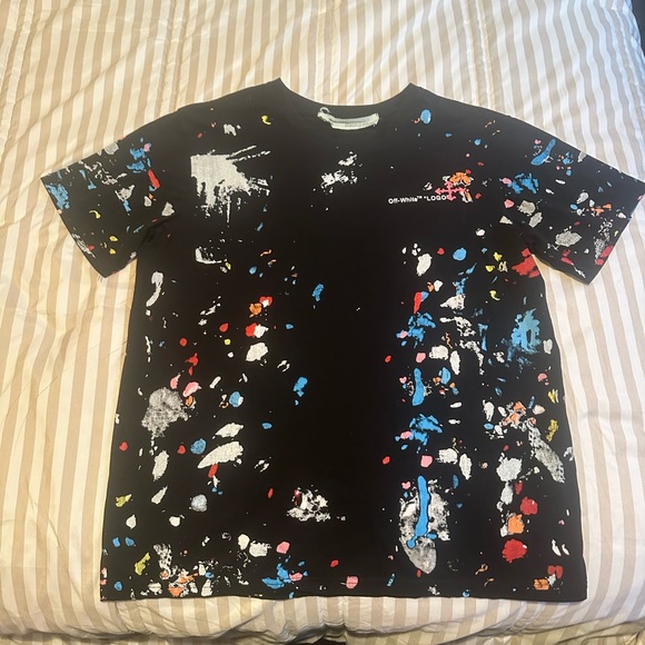 OFF WHITE Main Label Virgil Abloh Paint Splatter Shirt Mens Size XXL - Picture 2 of 15